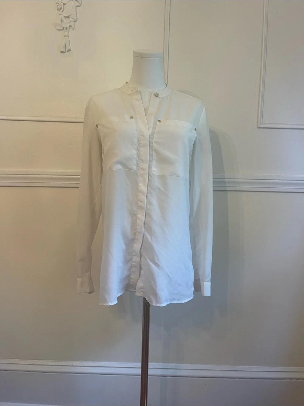 Michael Kors Cream Long-Sleeve Button-Down Shirt